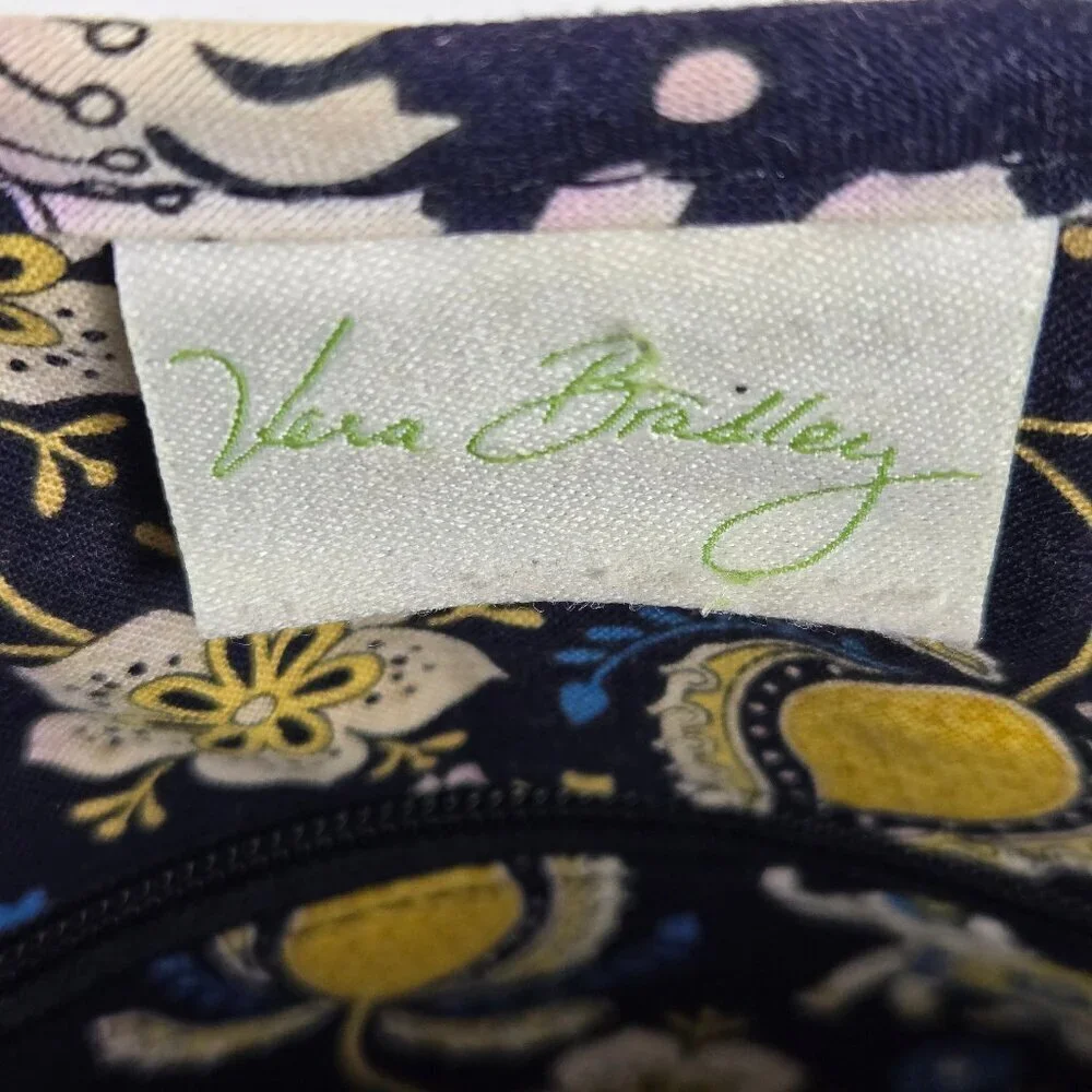 Vera Bradley Cotton Quilted Crossbody Shoulder Bag Floral Elephants Blue Yellow